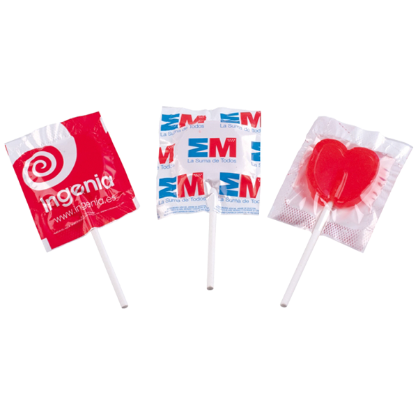 Medium ronde of hartvormige platte lolly